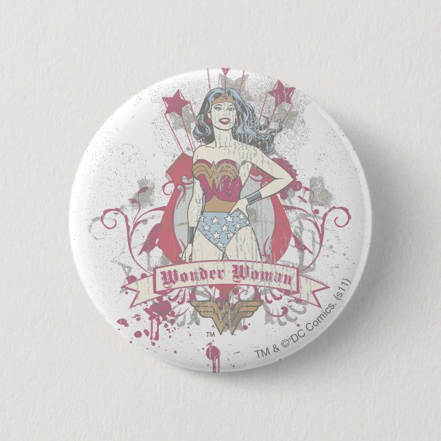 Wonder Woman Shooting Stars 6 Cm Round Badge (Front)