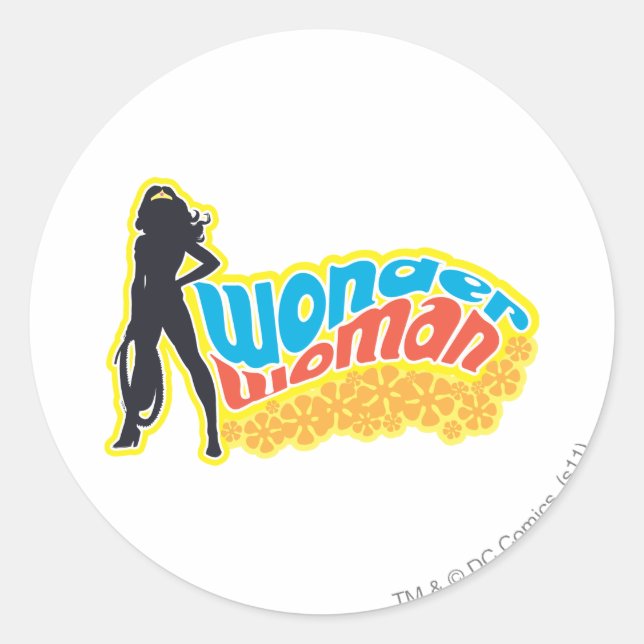 Wonder Woman Silhouette Classic Round Sticker (Front)