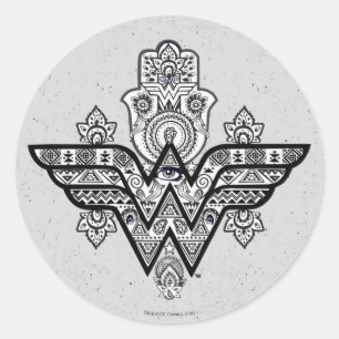 Wonder Woman Spiritual Paisley Hamsa Logo Classic Round Sticker