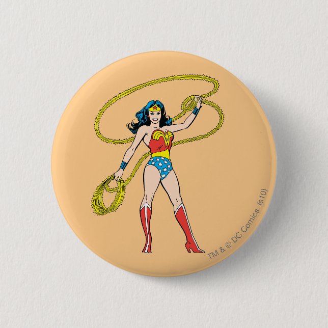 Wonder Woman Standing with Lasso 6 Cm Round Badge (Front)
