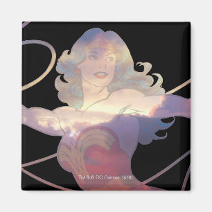 Wonder Woman Sunset Sky Silhouette Magnet