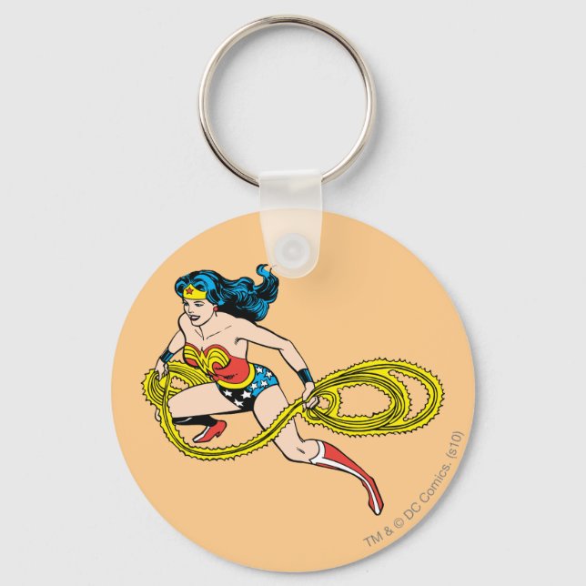 Wonder Woman Swinging Lasso Left Key Ring (Front)