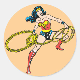 Wonder Woman Swinging Lasso Right Classic Round Sticker