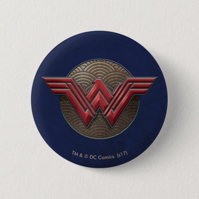 Wonder Woman Symbol Over Concentric Circles 6 Cm Round Badge (Front)