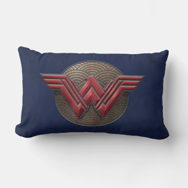 Wonder Woman Symbol Over Concentric Circles Lumbar Cushion (Front)