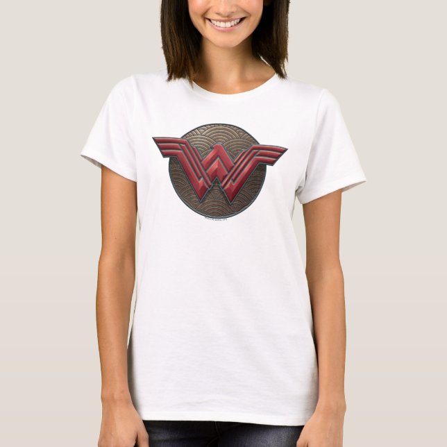 Wonder Woman Symbol Over Concentric Circles T-Shirt (Front)