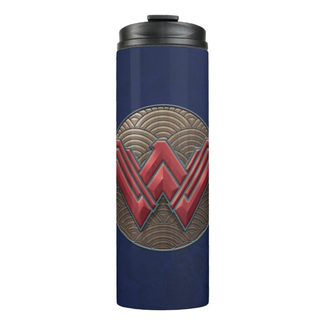 Wonder Woman Symbol Over Concentric Circles Thermal Tumbler (Front)