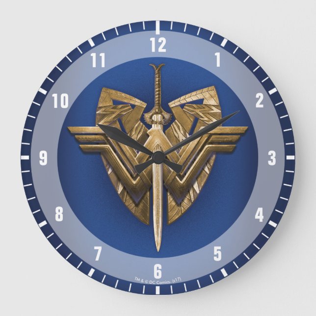 Wonder Woman Symbol With Sword of Justice Large Clock (Front)