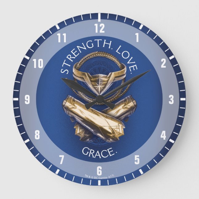 Wonder Woman Tiara, Lasso, and Bracelets Large Clock (Front)