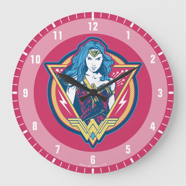 Wonder Woman Tri-Colour Graphic Large Clock (Front)