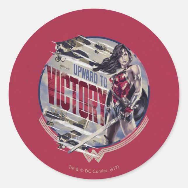 Wonder Woman Upward To Victory Classic Round Sticker (Front)