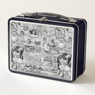 Wonder Woman Vintage Comic Pattern Metal Lunch Box