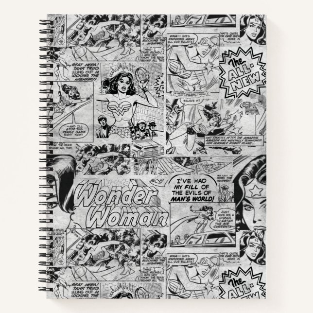 Wonder Woman Vintage Comic Pattern Notebook (Front)