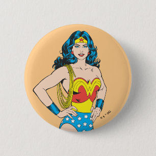 Wonder Woman Vintage Pose with Lasso 6 Cm Round Badge