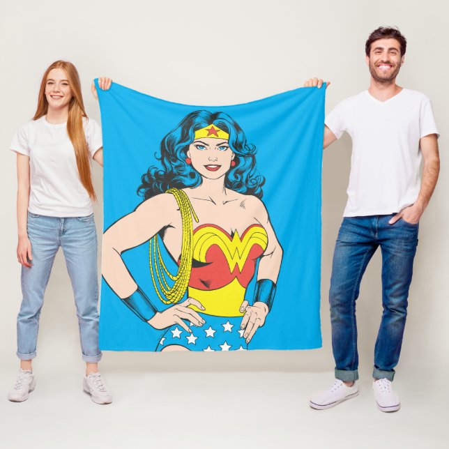 Wonder Woman | Vintage Pose with Lasso Fleece Blanket (In Situ)