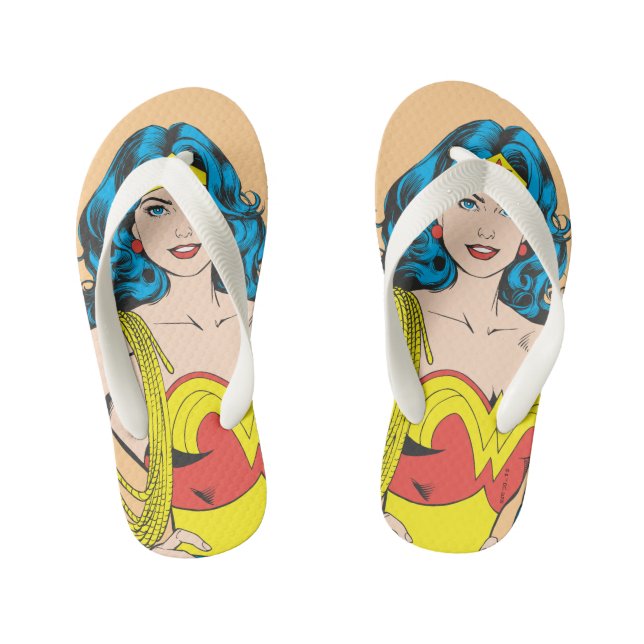 Wonder Woman | Vintage Pose with Lasso Kid's Thongs (Footbed)