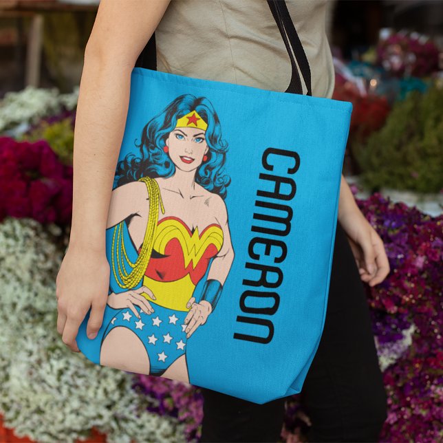 Wonder Woman | Vintage Pose with Lasso Tote Bag (Person carrying tote bag)