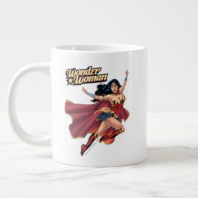 Wonder Woman Wearing Cape Large Coffee Mug (Left)