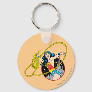 Wonder Woman with City Background Key Ring