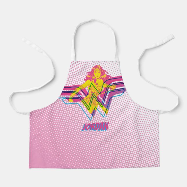 Wonder Woman Yellow-Pink Comic Art Logo Apron (Front)