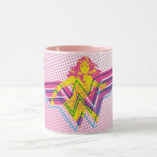 Wonder Woman Yellow-Pink Comic Art Logo Mug