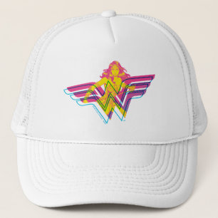 Wonder Woman Yellow-Pink Comic Art Logo Trucker Hat