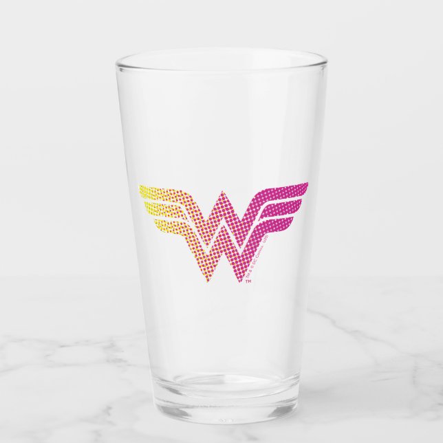 Wonder Woman Yellow-Pink Halftone Gradient Logo Glass (Front)
