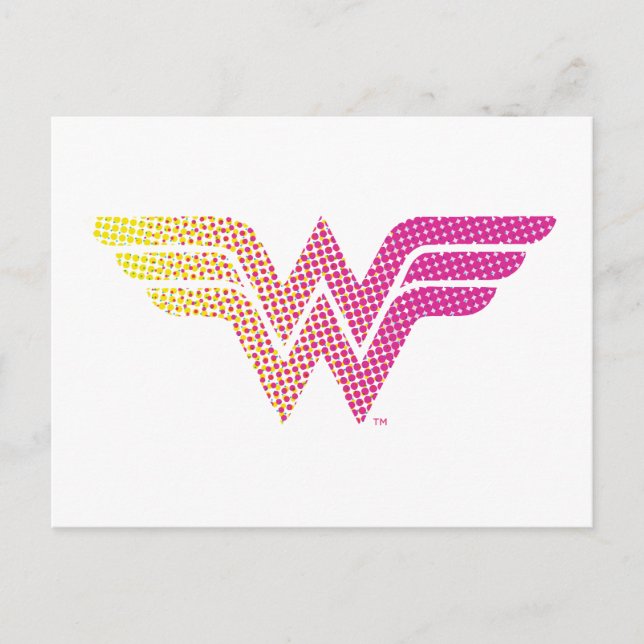 Wonder Woman Yellow-Pink Halftone Gradient Logo Invitation Postcard (Front)
