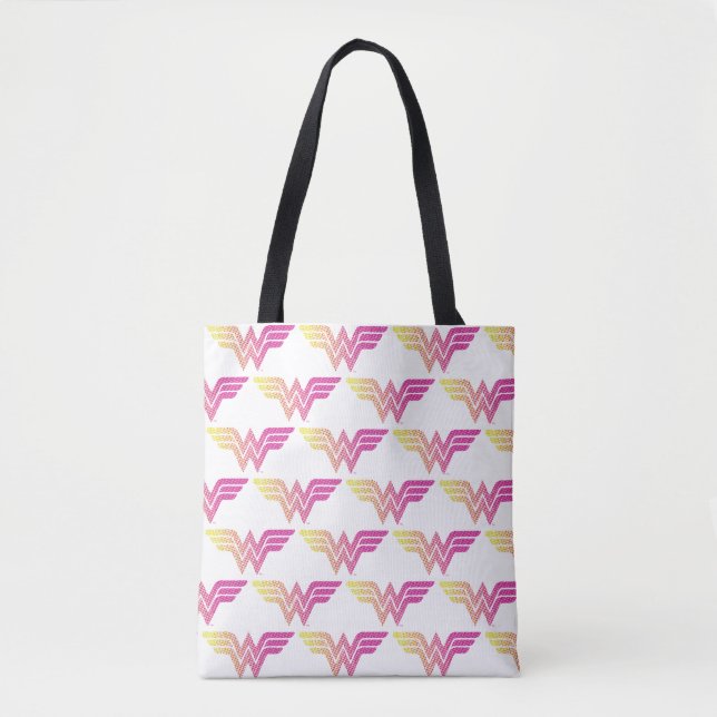 Wonder Woman Yellow-Pink Halftone Gradient Logo Tote Bag (Front)