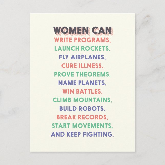 Wonder Women "Women Can…" Litany Postcard (Front)