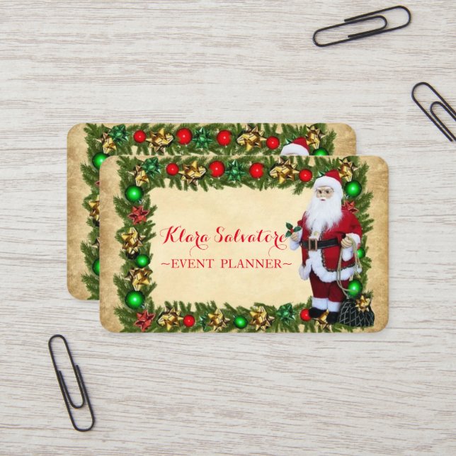 Wonderful Adorable Christmas  Decorations Wreath  Business Card (Front/Back In Situ)