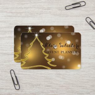 Wonderful Adorable Christmas Gold Glittering Tree  Business Card