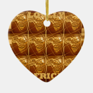 Wonderful African Map Print Golden Design Ceramic Ornament