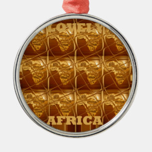 Wonderful African Map Print Golden Design Metal Tree Decoration