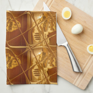 Wonderful African Map Print Golden Design Tea Towel