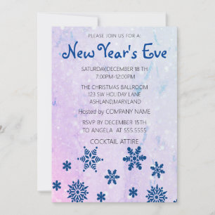 Wonderful, Amazing, Blue Snow Flake New Year Invit Invitation