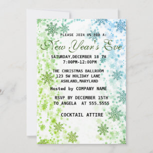 Wonderful, Amazing, Green Snowflake New Year Invitation