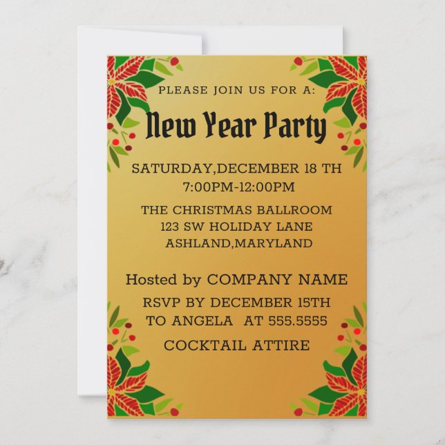Wonderful, Amazing New Year Invitation (Front)