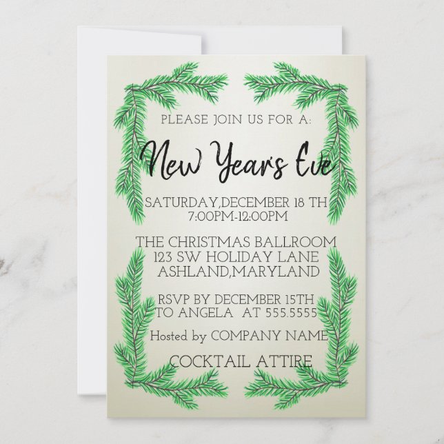 Wonderful, Amazing, NewYear Pine Tree Invitation (Front)