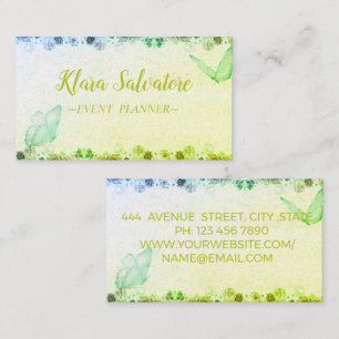 Wonderful Amazing Sweet Green With Butterfly   Business Card
