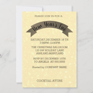 Wonderful, Amazing, Yellow Sparkly NewYear Invitation