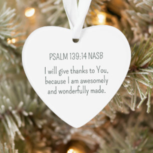 Wonderful and Awesome Bible Verse Christmas Heart Ornament