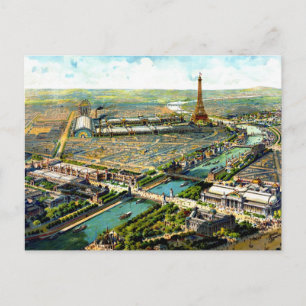 Wonderful antique 1900 Paris panoramic view litho Postcard