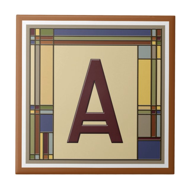 Wonderful Arts & Crafts Geometric Initial A Ceramic Tile (Front)