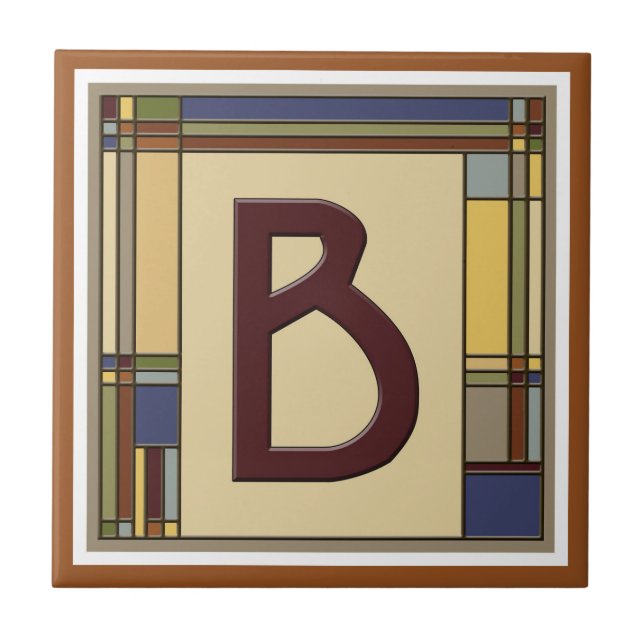 Wonderful Arts & Crafts Geometric Initial B Ceramic Tile (Front)