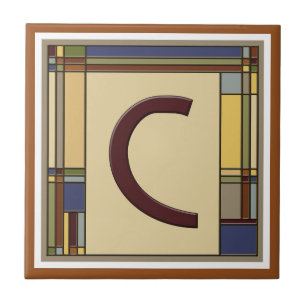 Wonderful Arts & Crafts Geometric Initial C Ceramic Tile