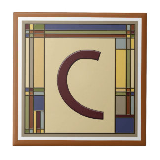 Wonderful Arts & Crafts Geometric Initial C Ceramic Tile