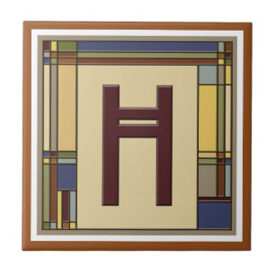 Wonderful Arts & Crafts Geometric Initial H Ceramic Tile