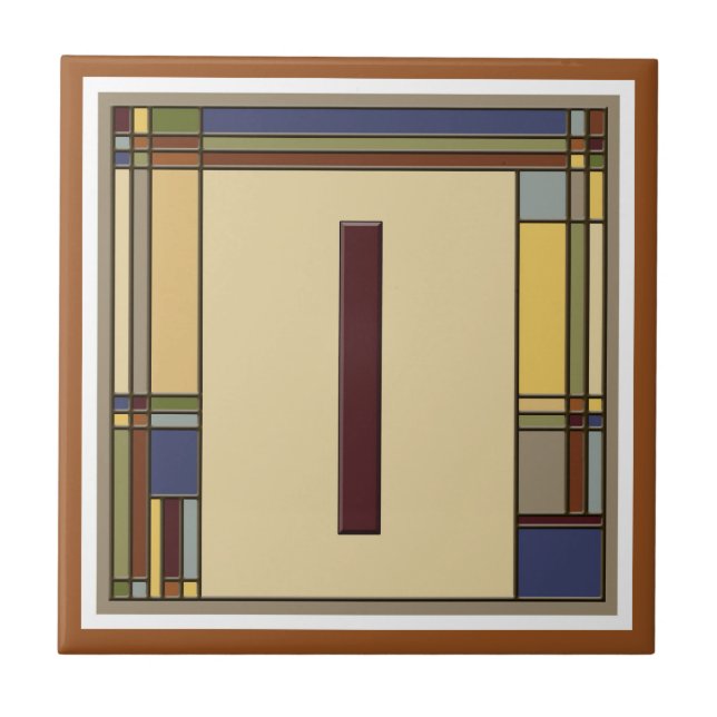 Wonderful Arts & Crafts Geometric Initial I Ceramic Tile (Front)