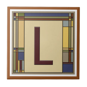 Wonderful Arts & Crafts Geometric Initial L Ceramic Tile